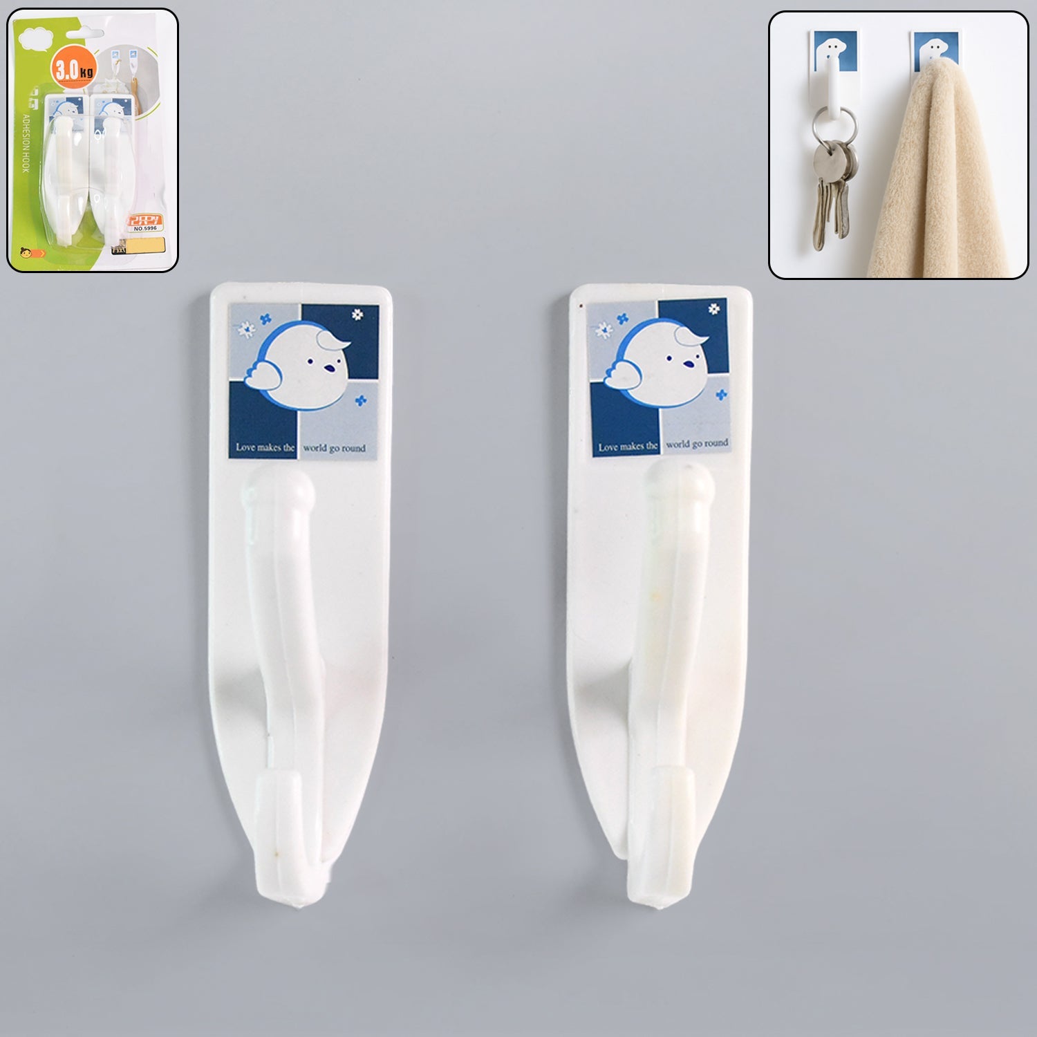 Multipurpose Wall Hooks: Strong & Self-Adhesive for Bathroom, Kitchen (Mix Desingn)-Home Improvement-AniGuess-AniGuess