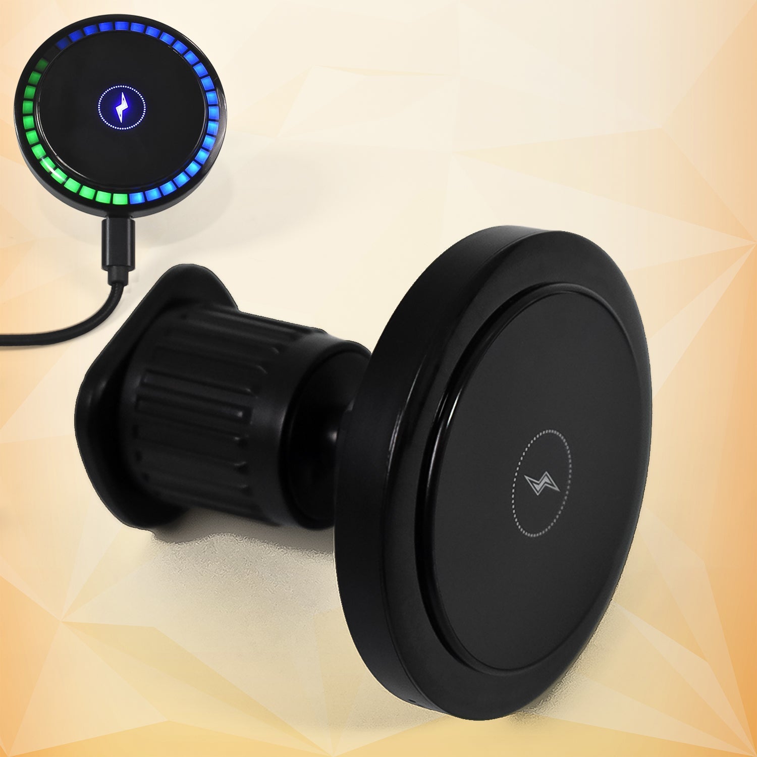 Magnetic Phone Mount Wireless Charger | Music Reactive Lights (1 Set)-Car & Motorbike-AniGuess-AniGuess