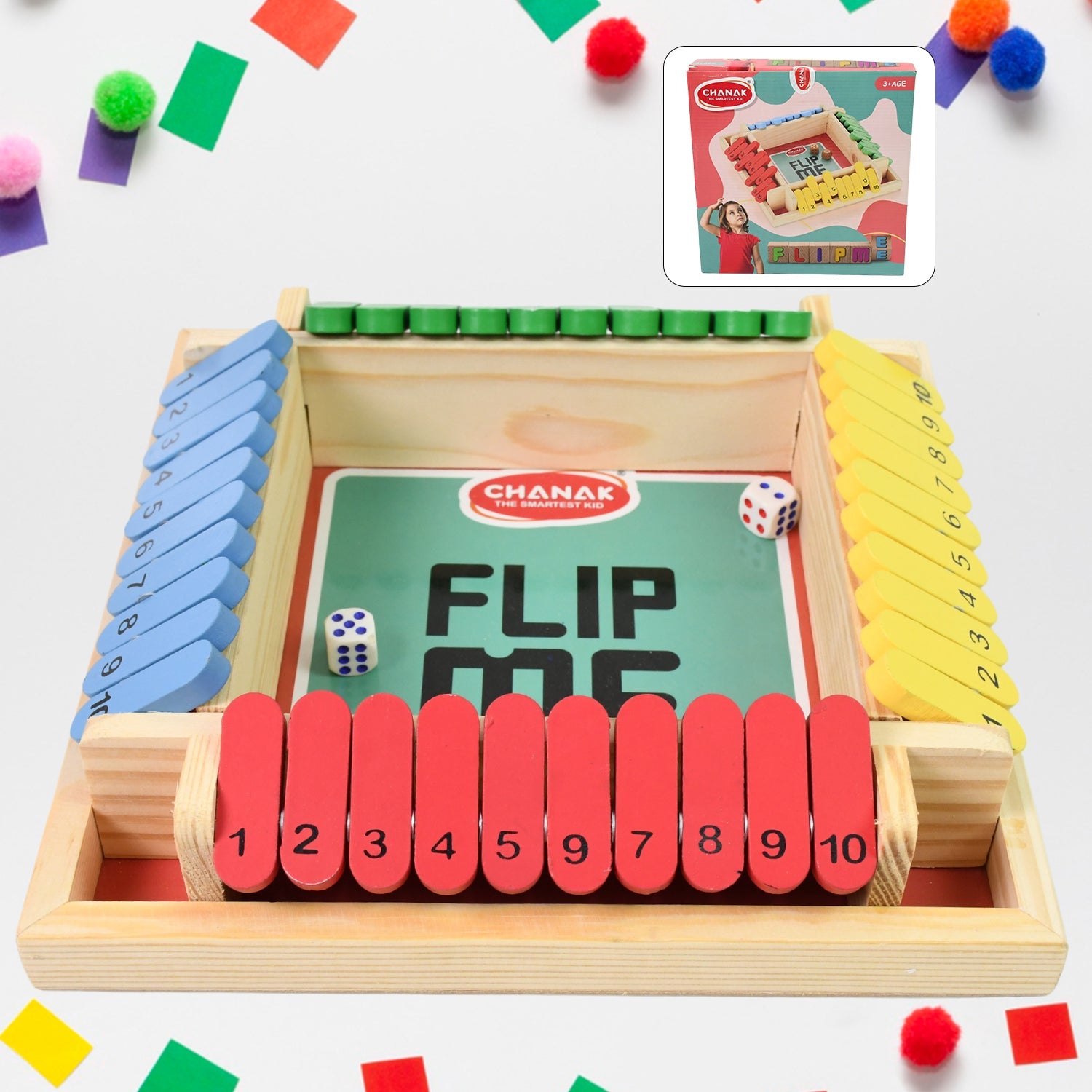 Shut The Box Dice Game, Classic Flip Me Multiplayer Game (1 Set)-Toys & Games-AniGuess-AniGuess