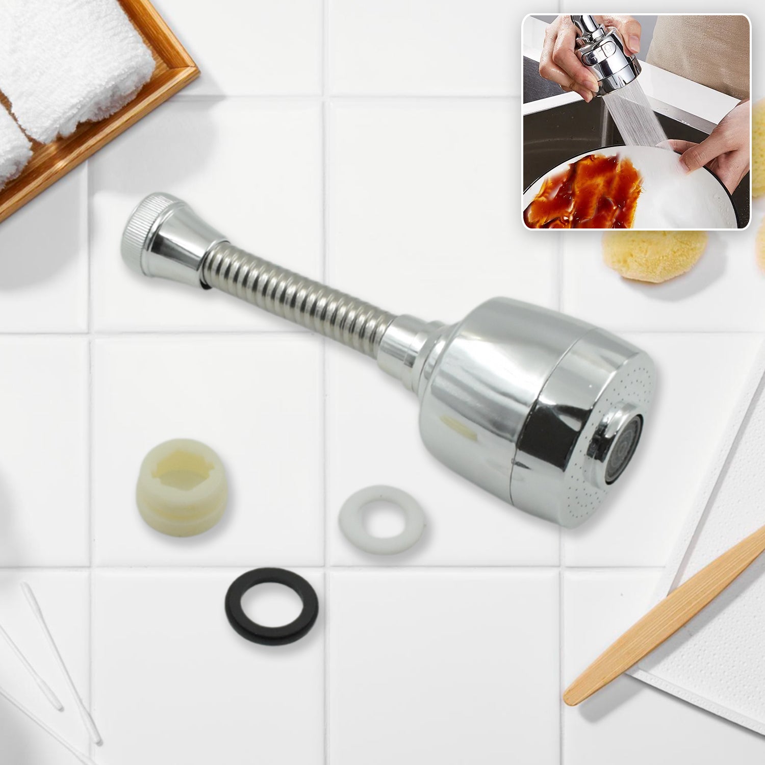 360° Rotating Faucet Sprayer – Water-Saving Aerator for Kitchen & Bathroom (6 Inch)-Health & Beauty Accessories-AniGuess-AniGuess