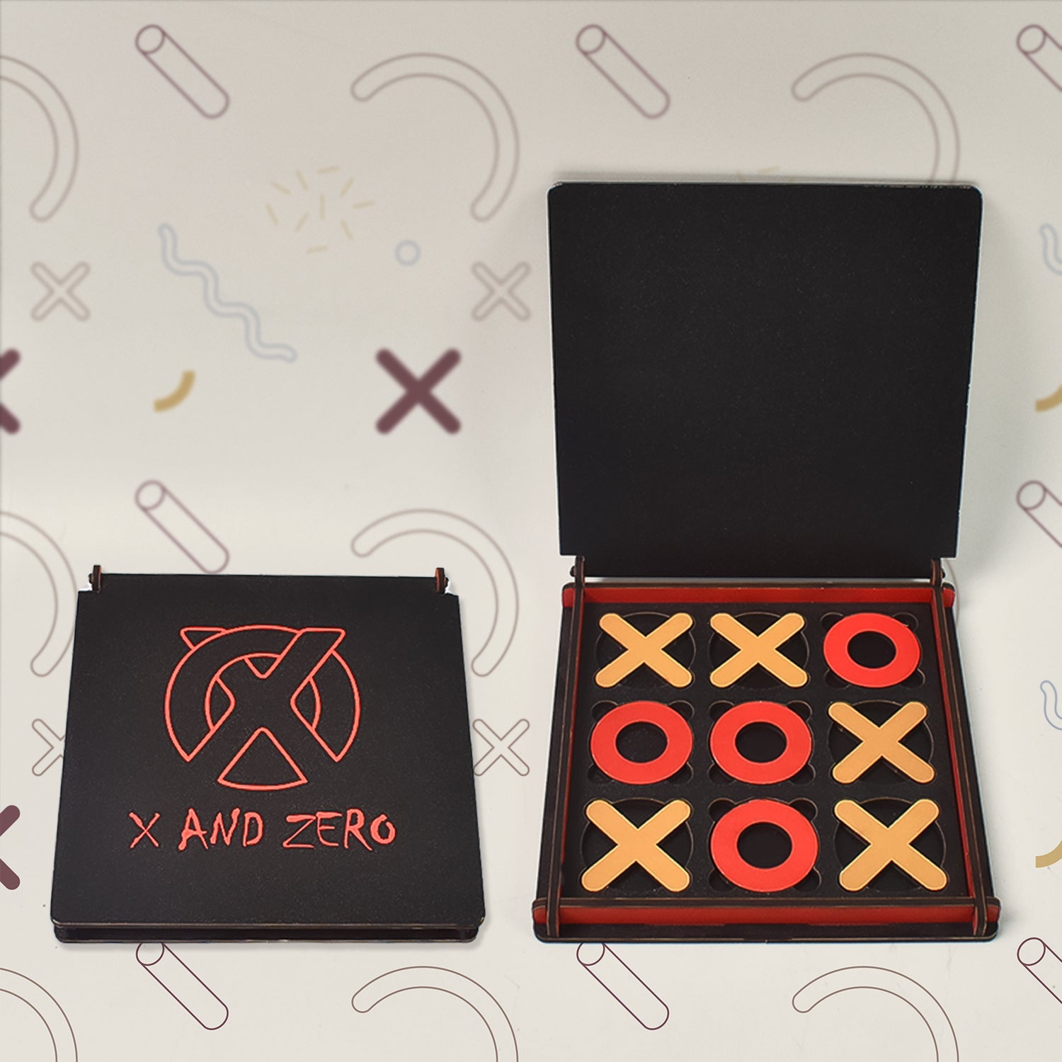 X & Zero Wooden Board Game (1 Set)-Toys & Games-AniGuess-AniGuess