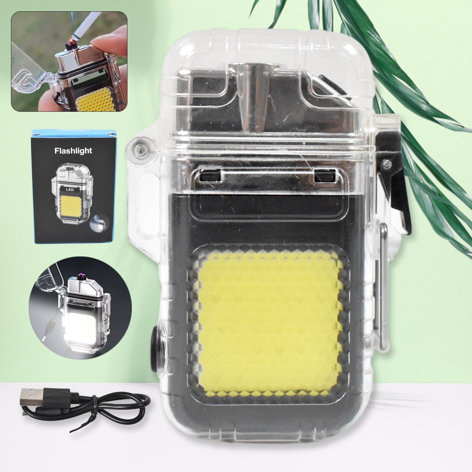 USB Rechargeable Electric Lighter & 3 Modes COB Flashlight (1 Pc)-Home Improvement-AniGuess-AniGuess