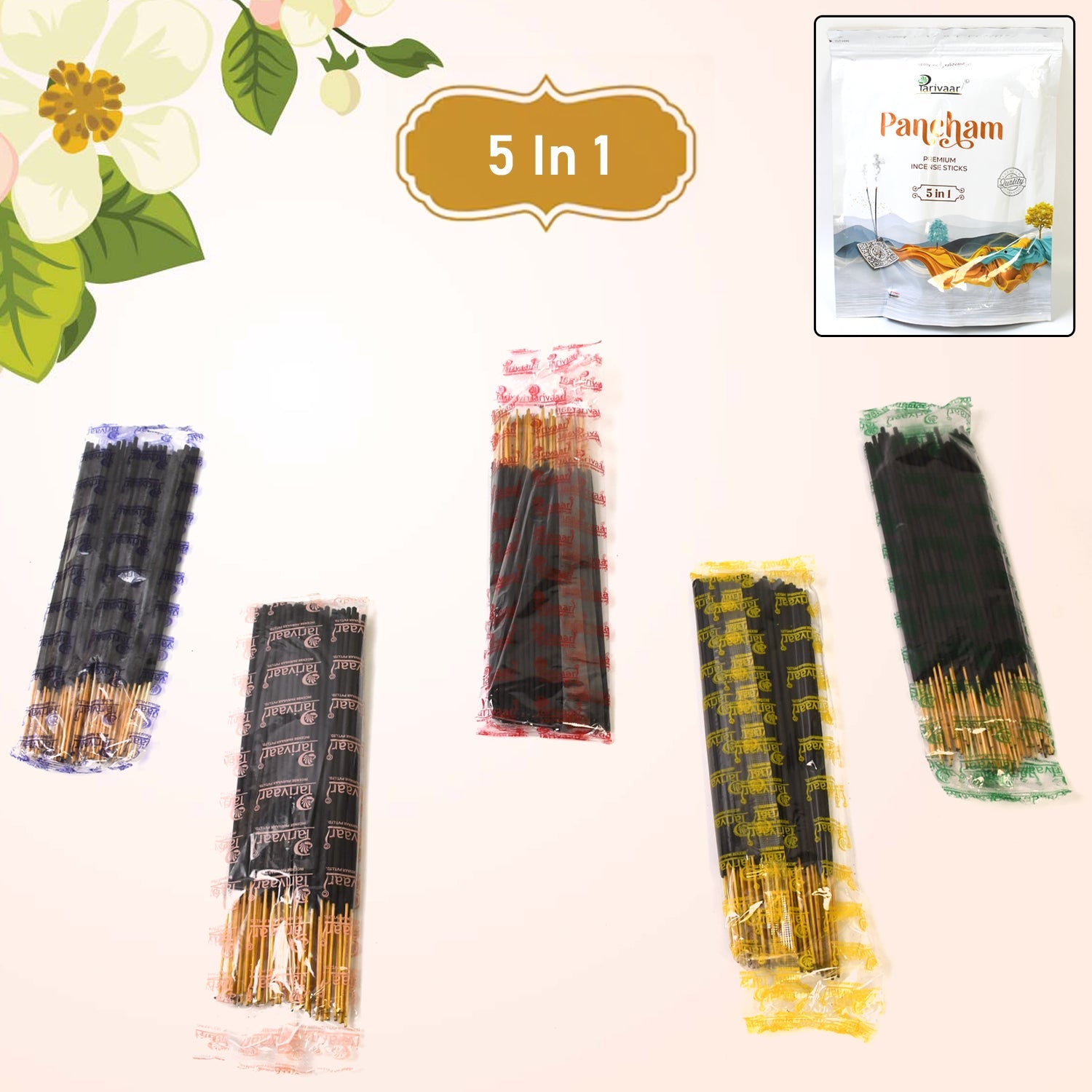 5in1 Pancham Premium Agarbatti / Incense Sticks (450 GM)-Home Improvement-AniGuess-AniGuess