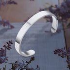 Minimalist Polished Open-Ended Silver-Tone Stainless Steel Kada