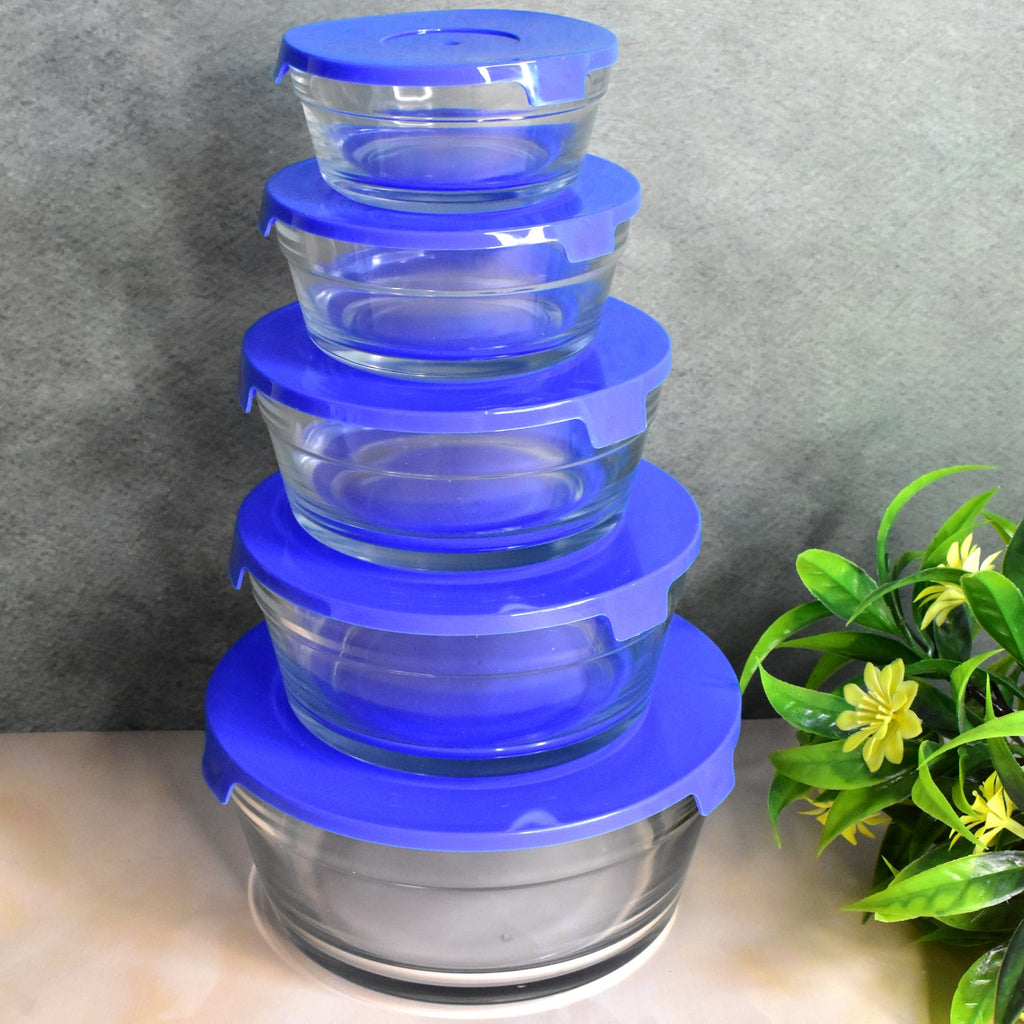 Modern Glass Bowl Set Mixing / Storage Bowls with Lids (5 Pcs Set)-Home & Kitchen-AniGuess-AniGuess
