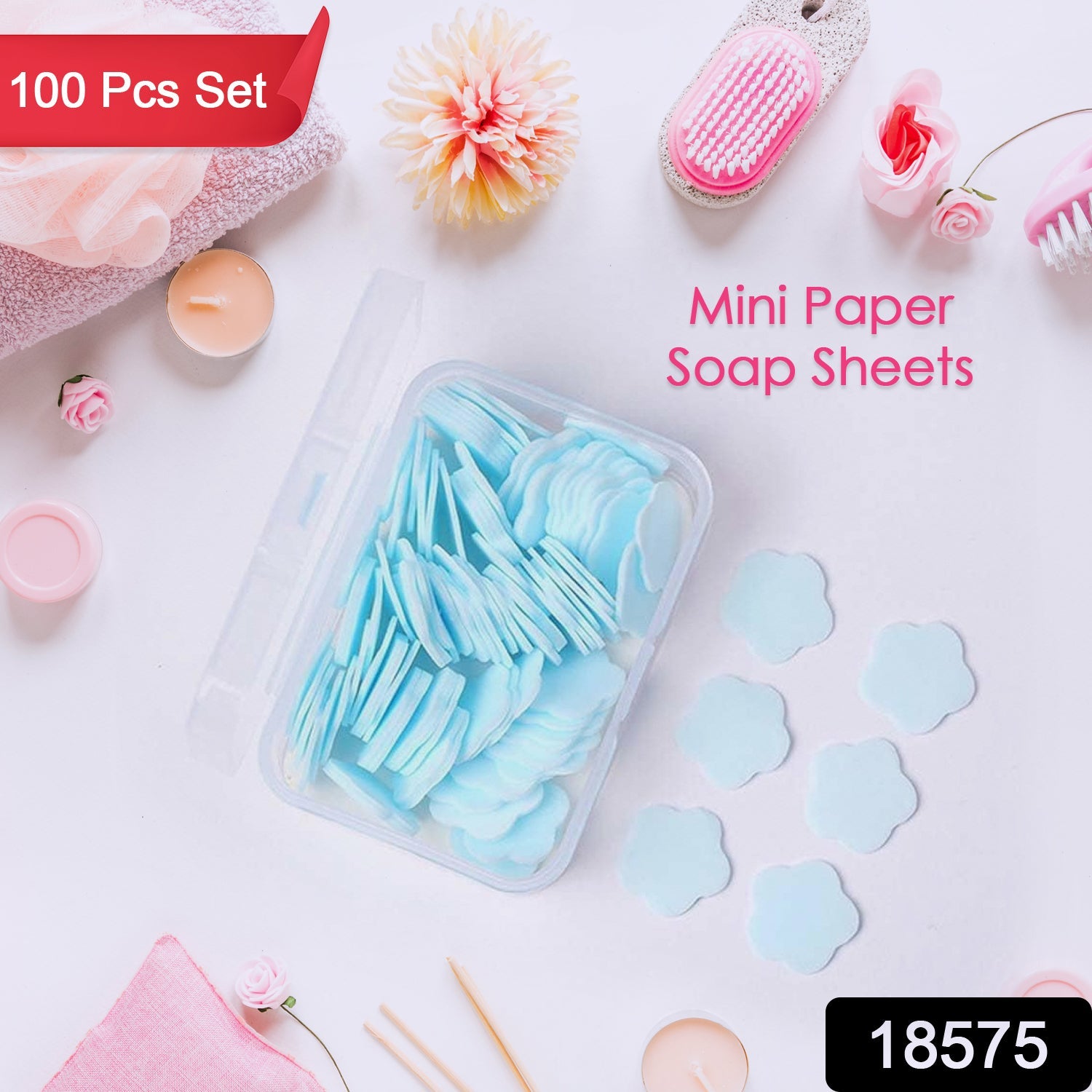 Mini Portable Travel Soap Paper Sheets Flower Shape (100 Pcs Set Approx / Mix Color)-Health & Beauty Accessories-AniGuess-AniGuess