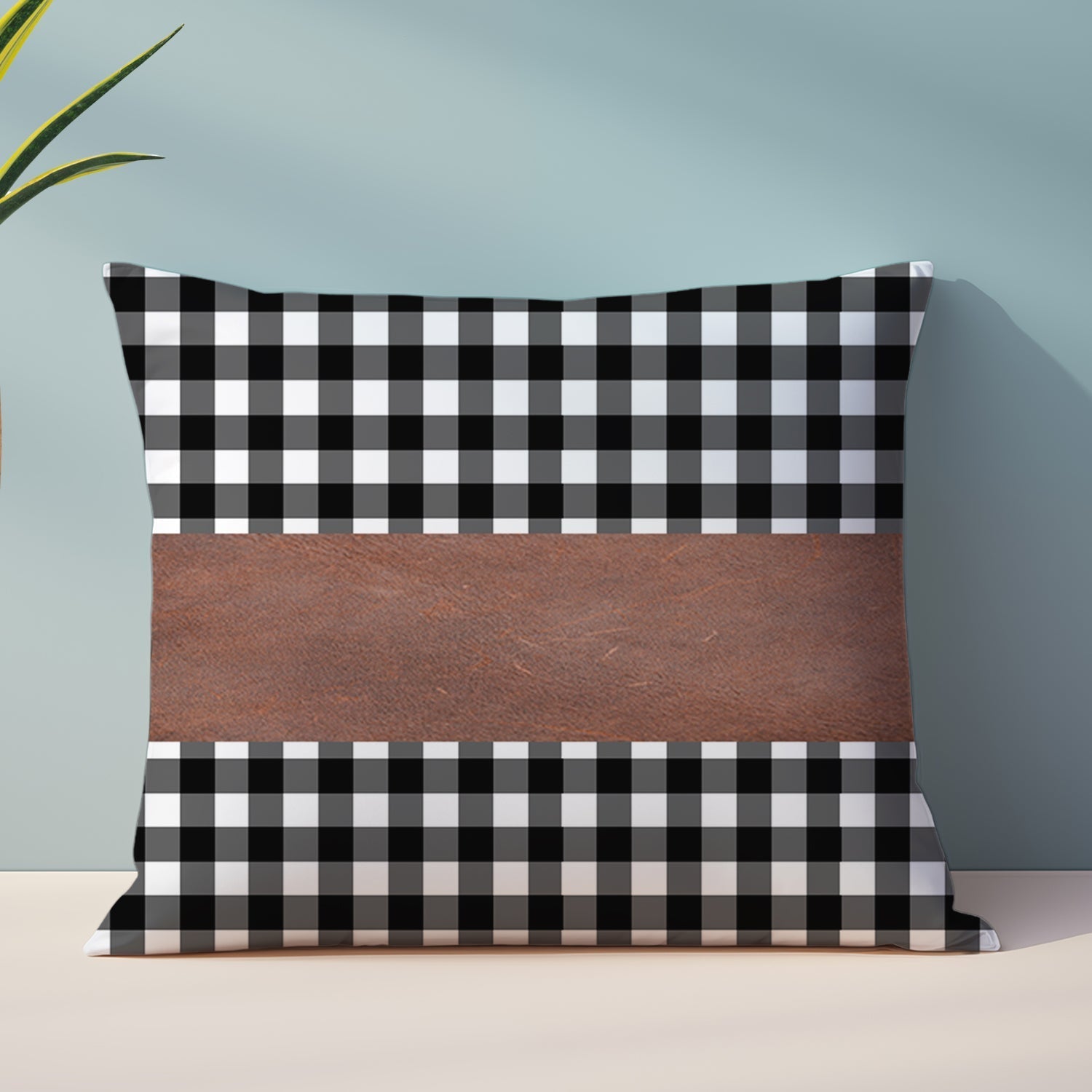 Pillow Covers, Leather & Cotton Cushion Covers (17 × 17 Inch / 1 Pair / 2 Pc)-Home Improvement-AniGuess-AniGuess
