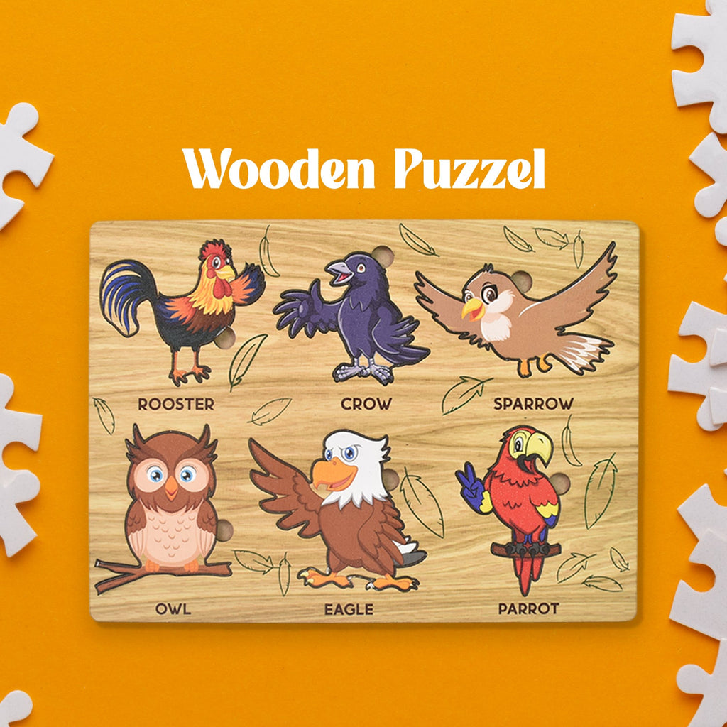 Wooden Bird Puzzle Learning Educational Board (1 Set / 28×20 Cm)-Toys & Games-AniGuess-AniGuess