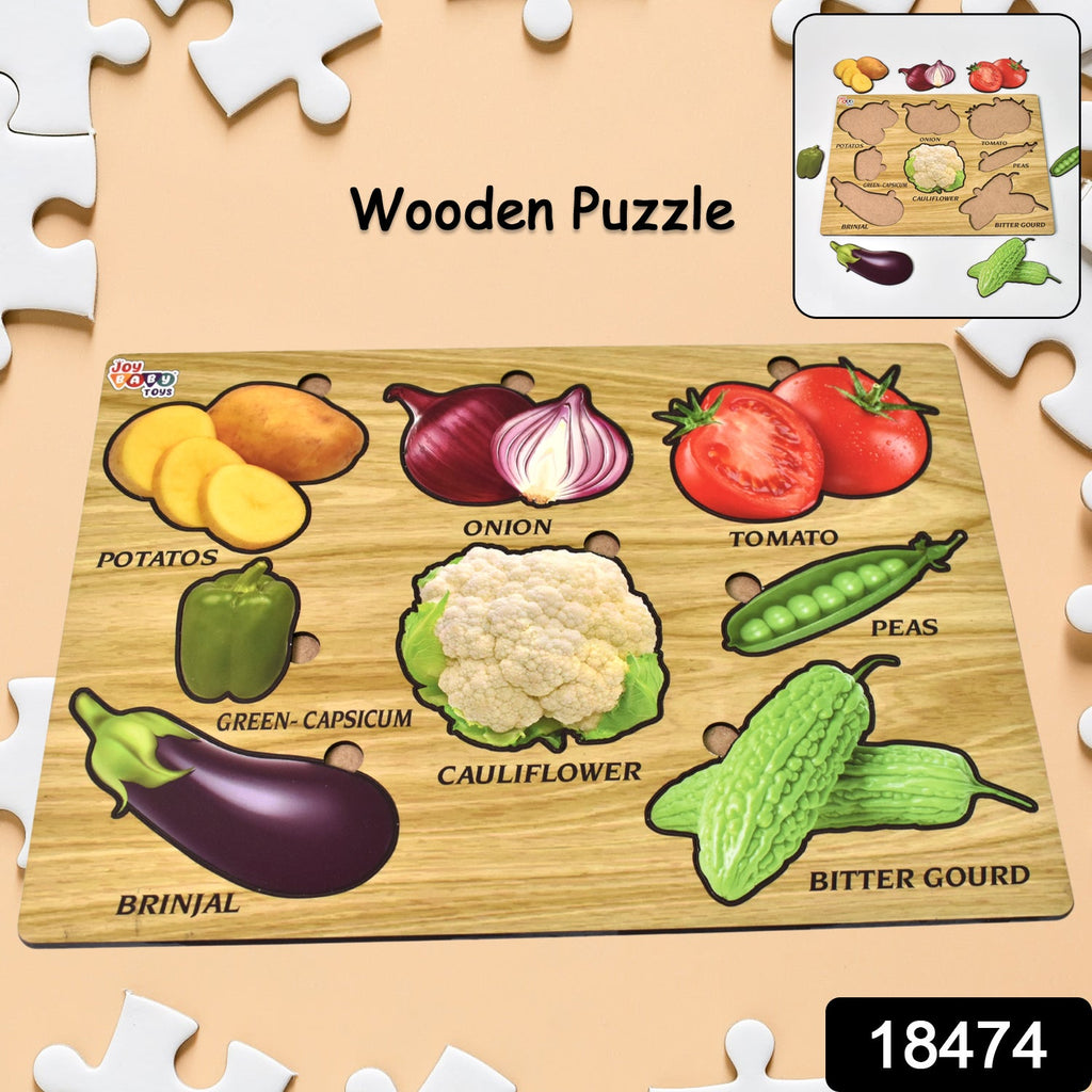 Wooden Vegetable Puzzle Learning Educational Board (1 Set / 28×20 Cm)-Toys & Games-AniGuess-AniGuess