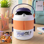 cartoon plastic lunch box double layer