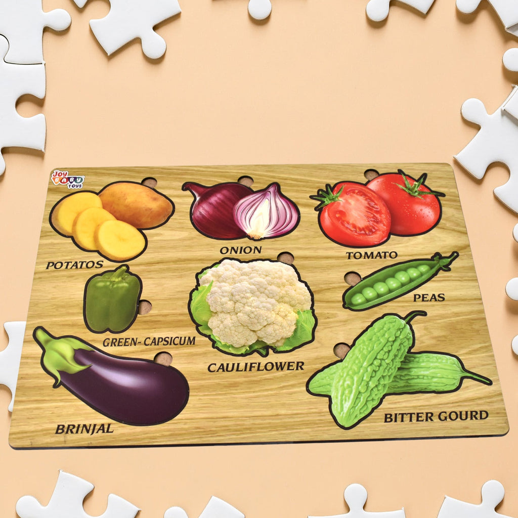 Wooden Vegetable Puzzle Learning Educational Board (1 Set / 28×20 Cm)-Toys & Games-AniGuess-AniGuess