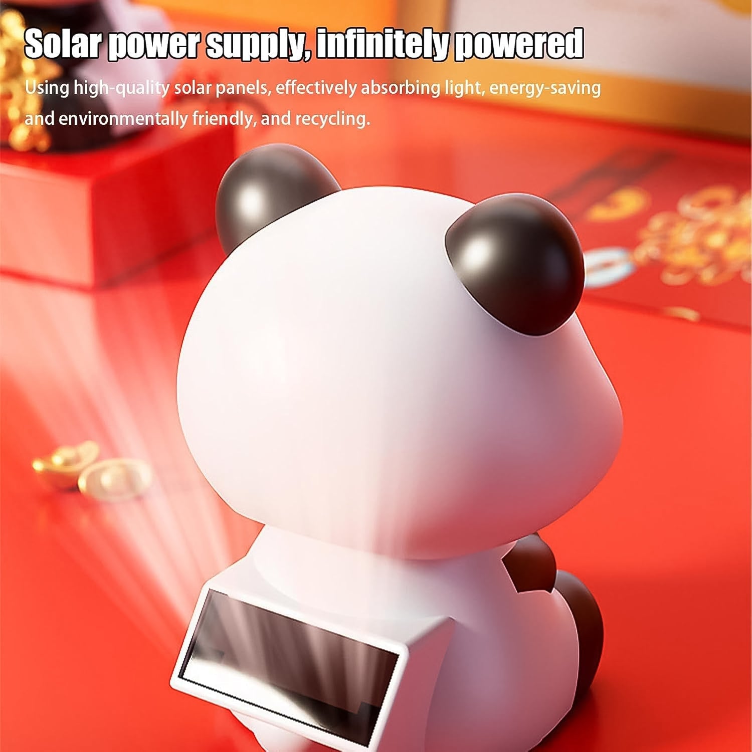 Solar Powered Moving Panda Car Dashboard Decoration – 1 Pc-Home Improvement-AniGuess-AniGuess