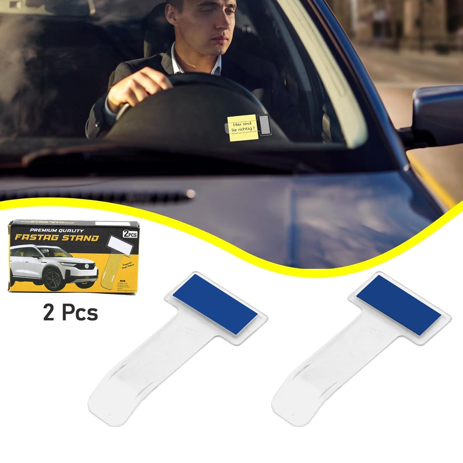 Windscreen cardholder, Fastag Stand, Transparent Ticket Holder Car (2 Pc Set)-Car & Motorbike-AniGuess-AniGuess