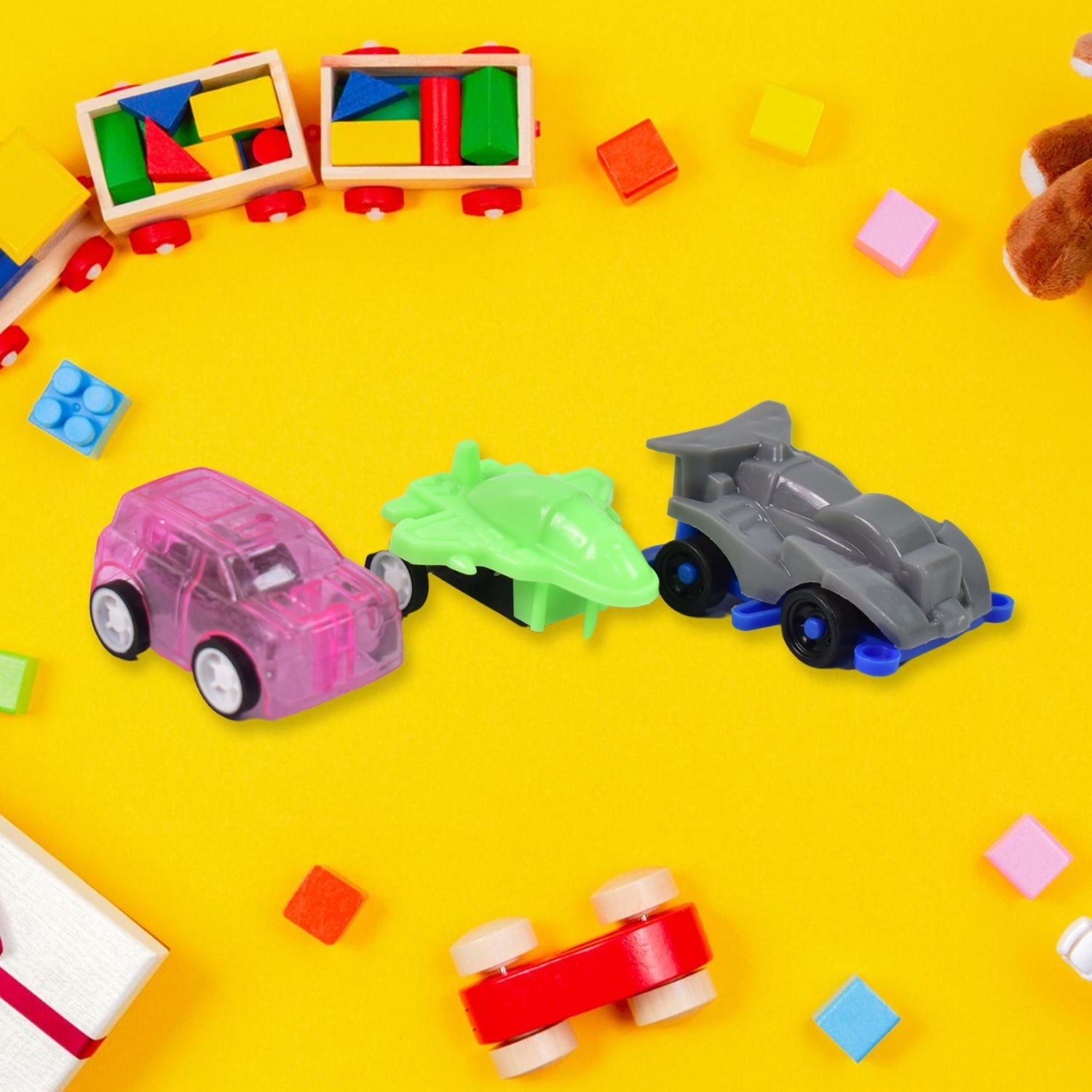 Mini Pull Back Car & Aeroplane Plastic Pull Back Car Cartoon Toys (12 Pcs Set)-Toys & Games-AniGuess-AniGuess