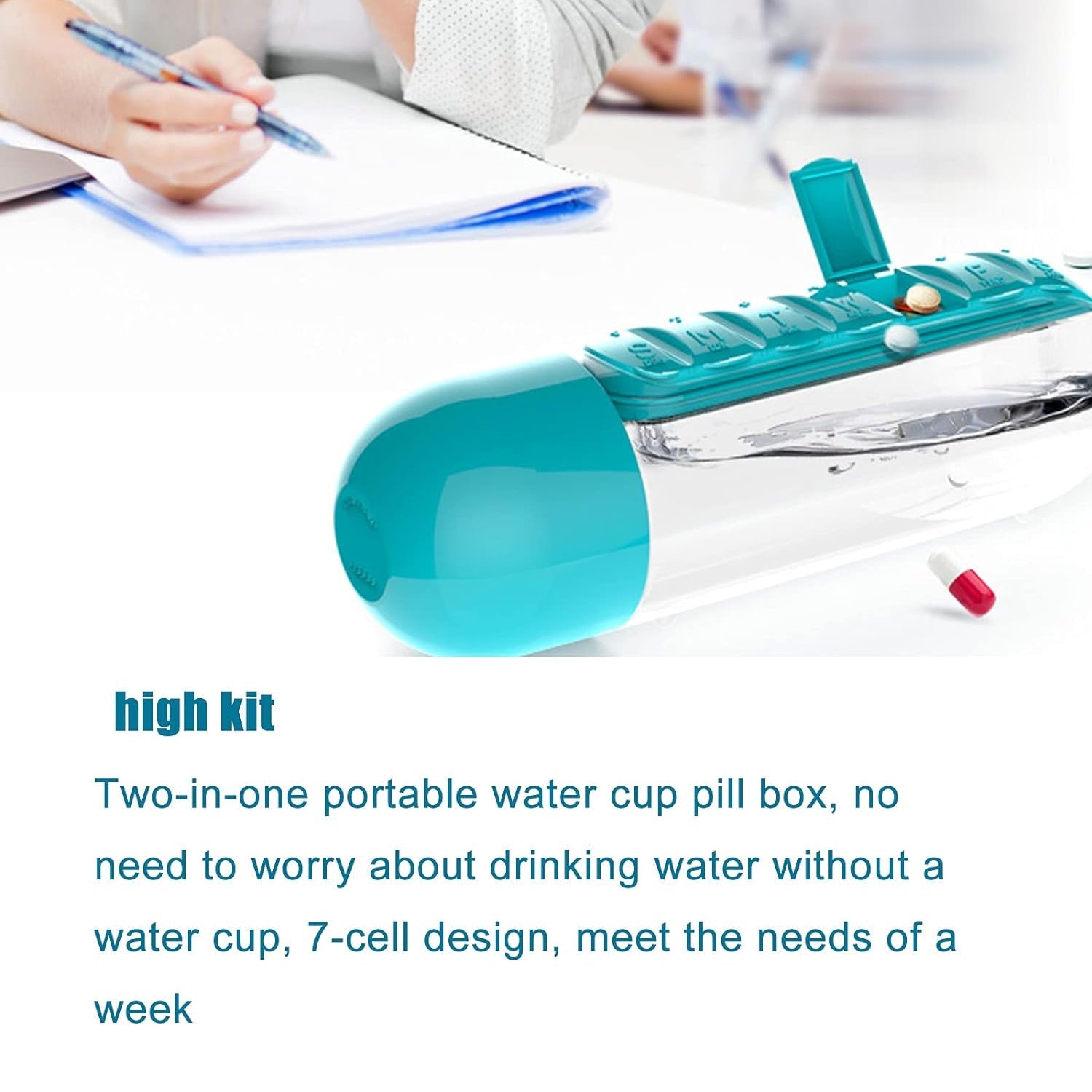 Multi-Use Pill & Water Bottle for Travel (600 Ml, Mix Color)-Health & Personal Care-AniGuess-AniGuess