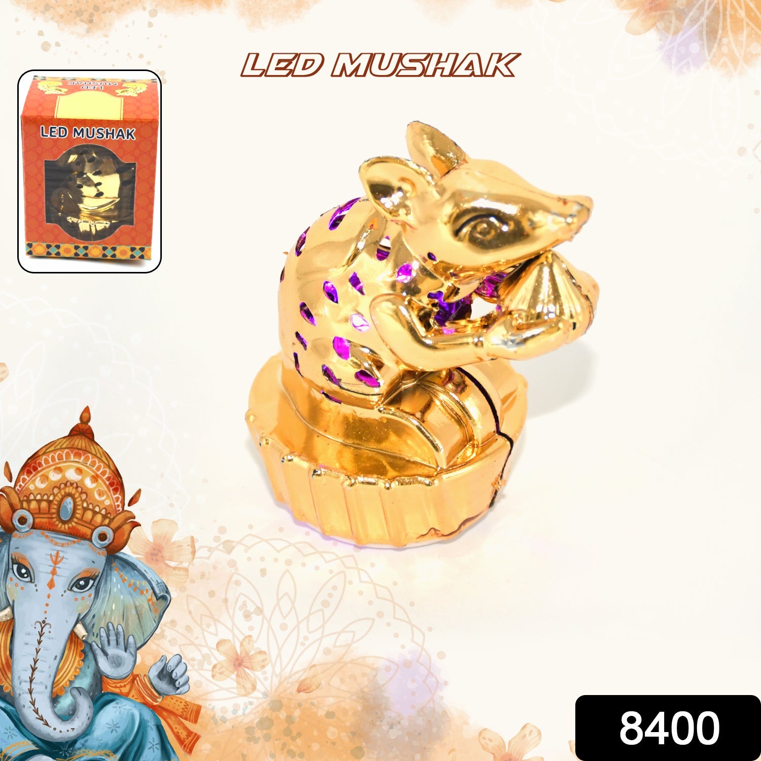 Multicolour LED Mushak / LED Mooshak for Ganpati Decorations, Ganesh Ganesha (1 Pc)-Home Improvement-AniGuess-AniGuess
