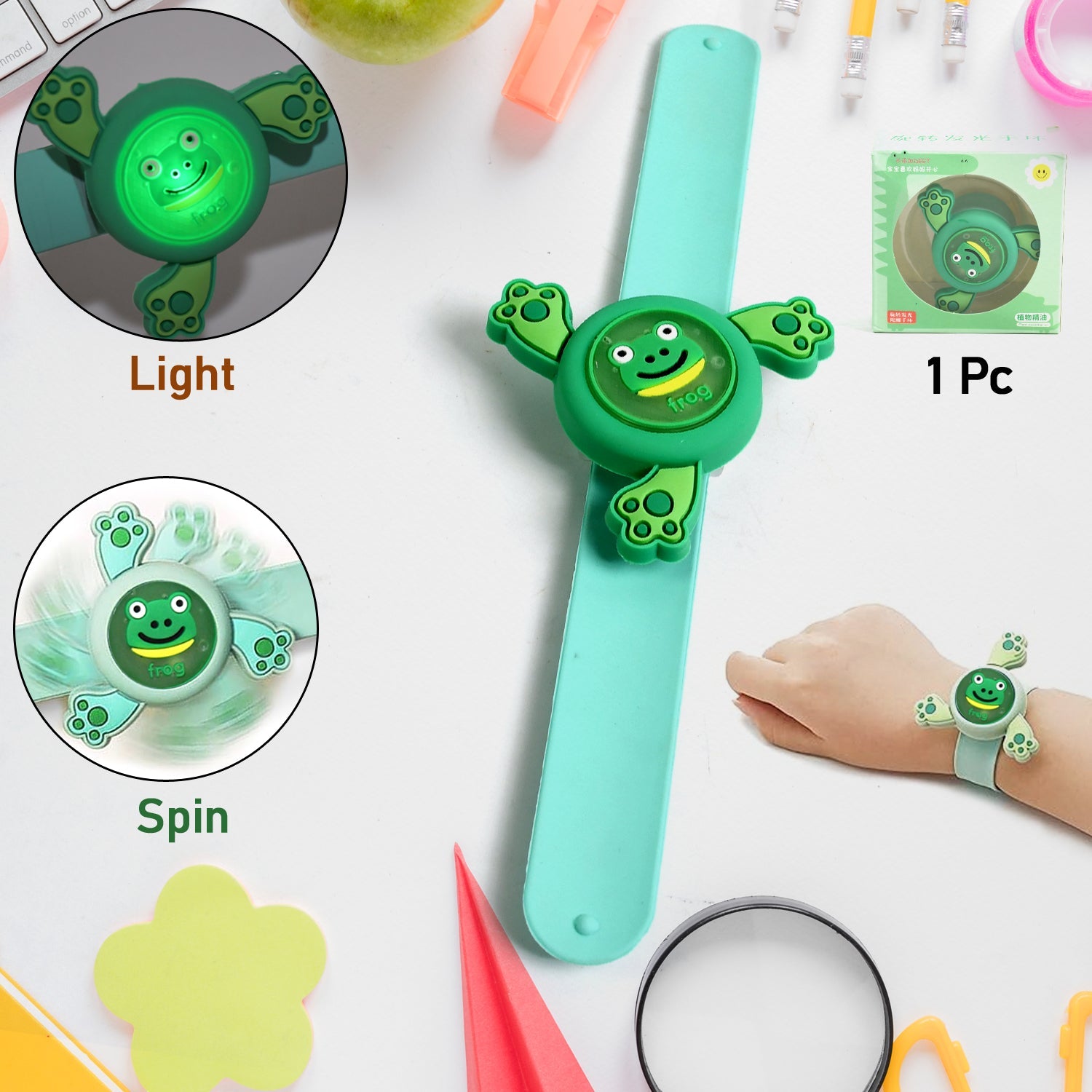 LED Light & Spinning Slap Kids Cartoon Bracelet Wrist Band (1 Pc / Mix Design)-Toys & Games-AniGuess-AniGuess