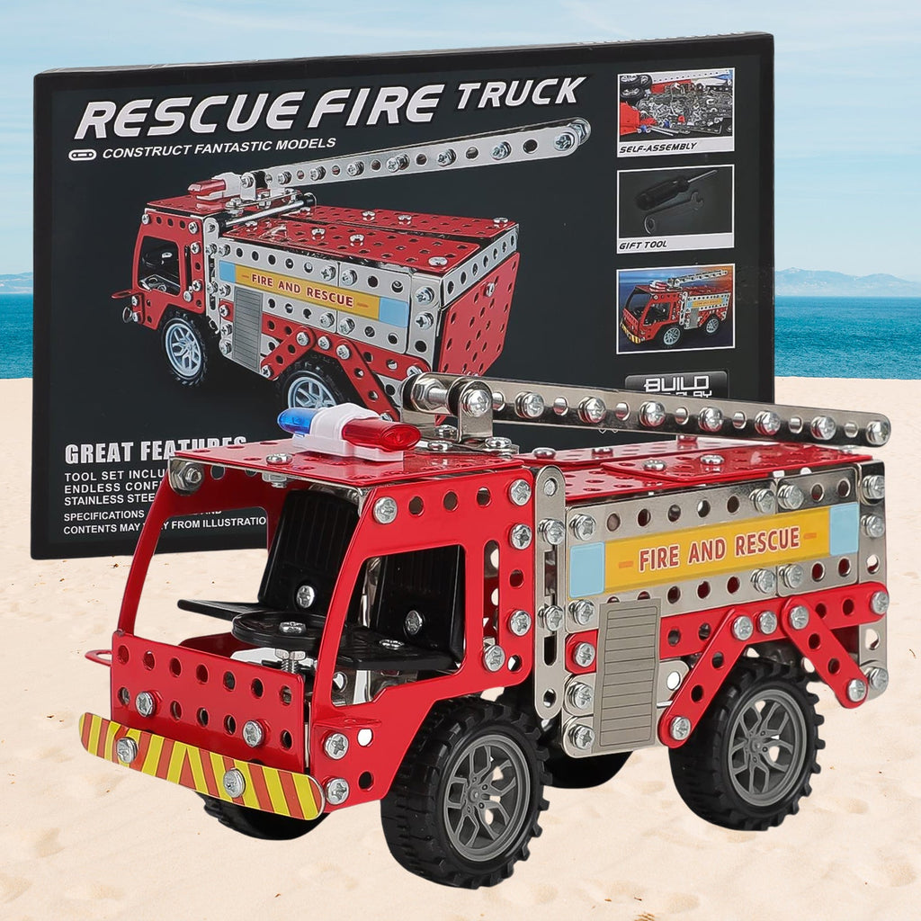 Metal DIY Fire Truck Building Blocks Kids (Fire Truck / 292pcs of truck tool / 1 Set)-Toys & Games-AniGuess-AniGuess