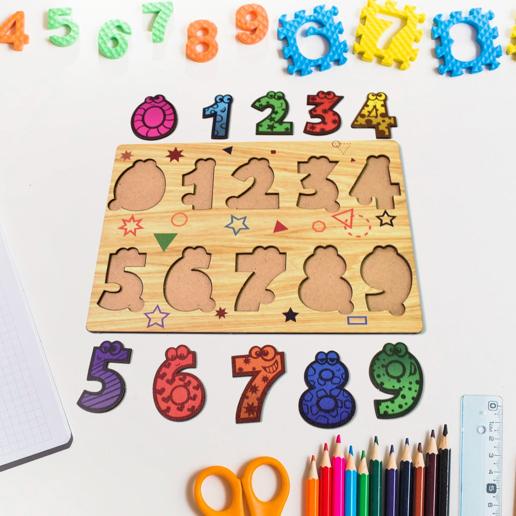 Wooden Number Puzzle Learning Educational Board (1 Set / 28×20 Cm)-Toys & Games-AniGuess-AniGuess