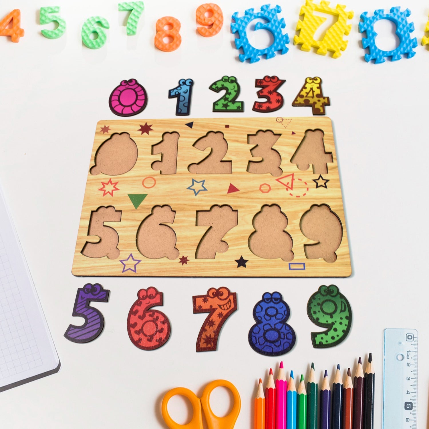 Wooden Number Puzzle Learning Educational Board (1 Set / 28×20 Cm)-Toys & Games-AniGuess-AniGuess