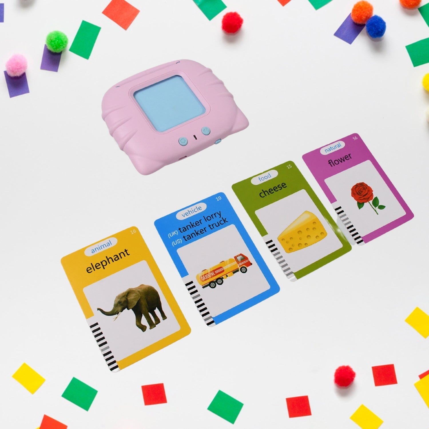 Preschool Learning Toys Flash Cards for Small Kids Educational Toys English Words Learning Machine for Kids with 224 Words, Birthday Gift for Kids Intelligent Electric Kids Language Card (1 Set)-Toys & Games-AniGuess-AniGuess