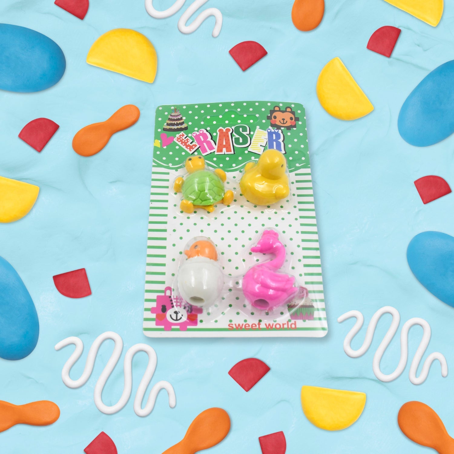 3D Mix Design Erasers – Cute & Colorful Novelty Erasers for Kids, School (1 Set)-Stationery-AniGuess-AniGuess