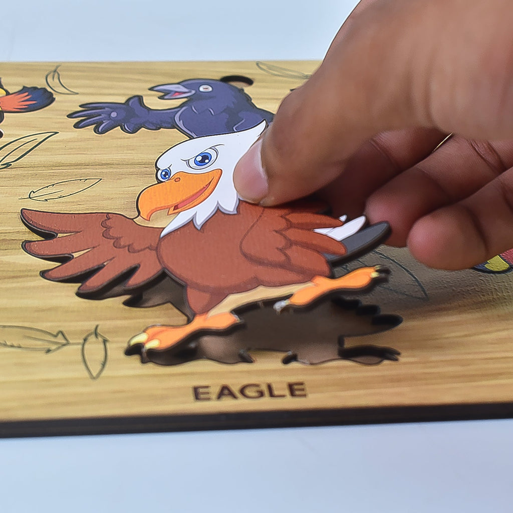 Wooden Bird Puzzle Learning Educational Board (1 Set / 28×20 Cm)-Toys & Games-AniGuess-AniGuess