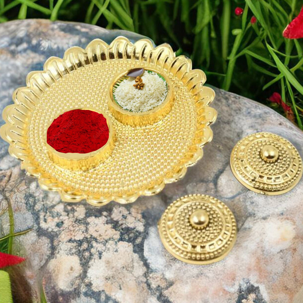 Round Shape Special Puja Thali, Kumkum Thali Holder (1 Pc / Big)-Home Improvement-AniGuess-AniGuess