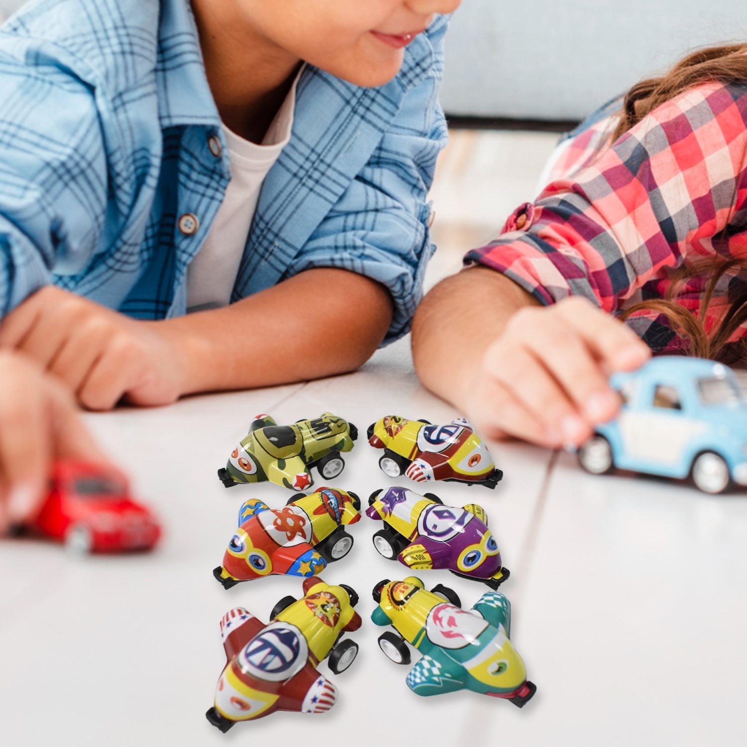 Mini Pull Back Car & Aeroplane PVC Plastic Pull Back Car Cartoon Toys (12 Pcs Set)-Toys & Games-AniGuess-AniGuess