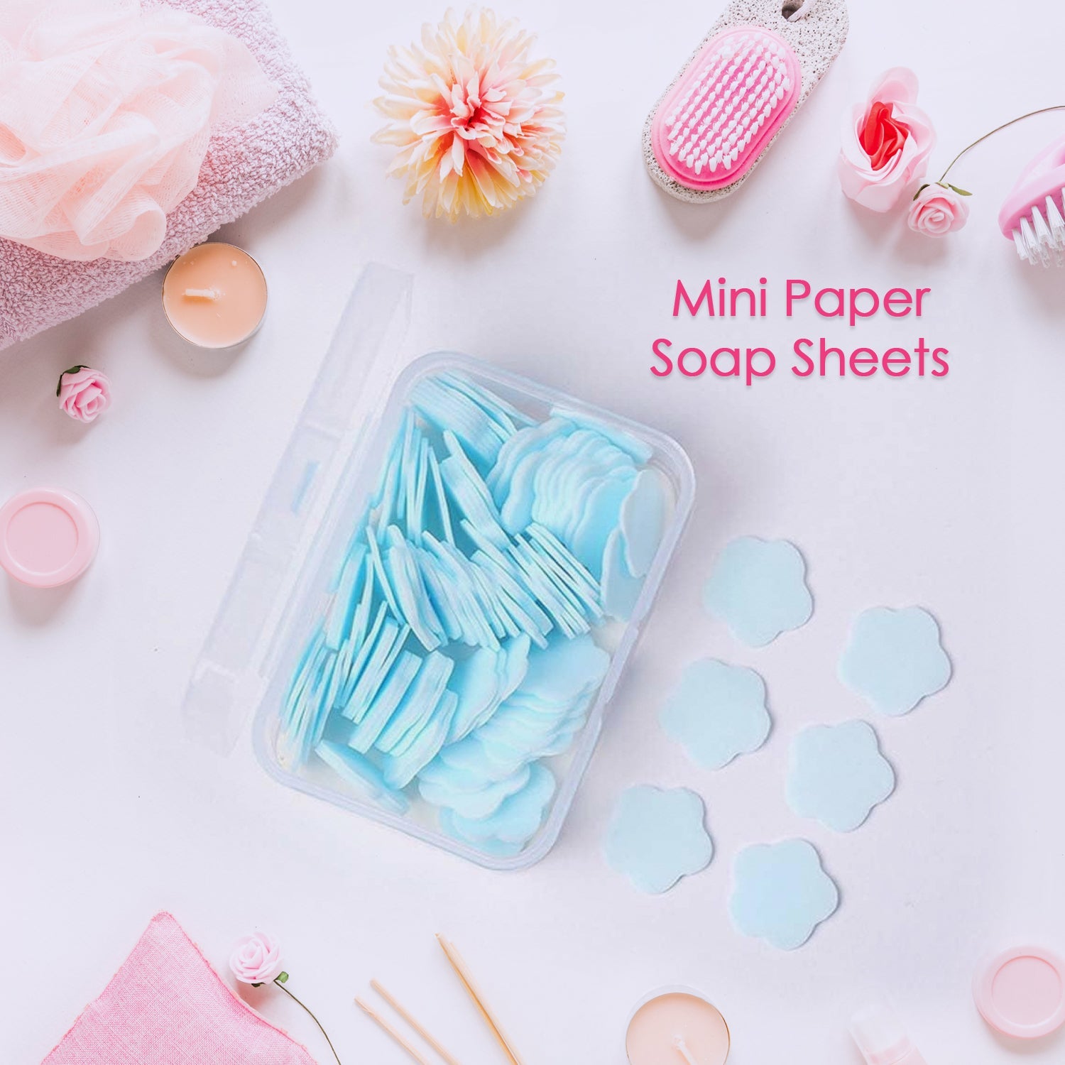 Mini Portable Travel Soap Paper Sheets Flower Shape (100 Pcs Set Approx / Mix Color)-Health & Beauty Accessories-AniGuess-AniGuess