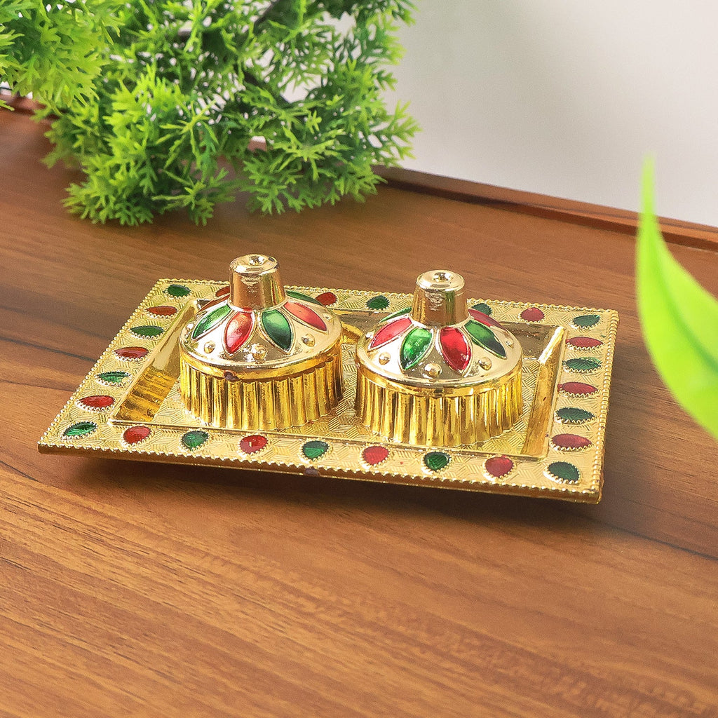 Rakasha Bandhan Special Puja Thali, Kumkum Thali Holder, Pooja Return Gift, Indian Housewarming Gifts, Brother / Bhai / Bhabhi / Sister / Family   for Rakshabandhan, Diwali (Mix Design)-Home Improvement-AniGuess-AniGuess
