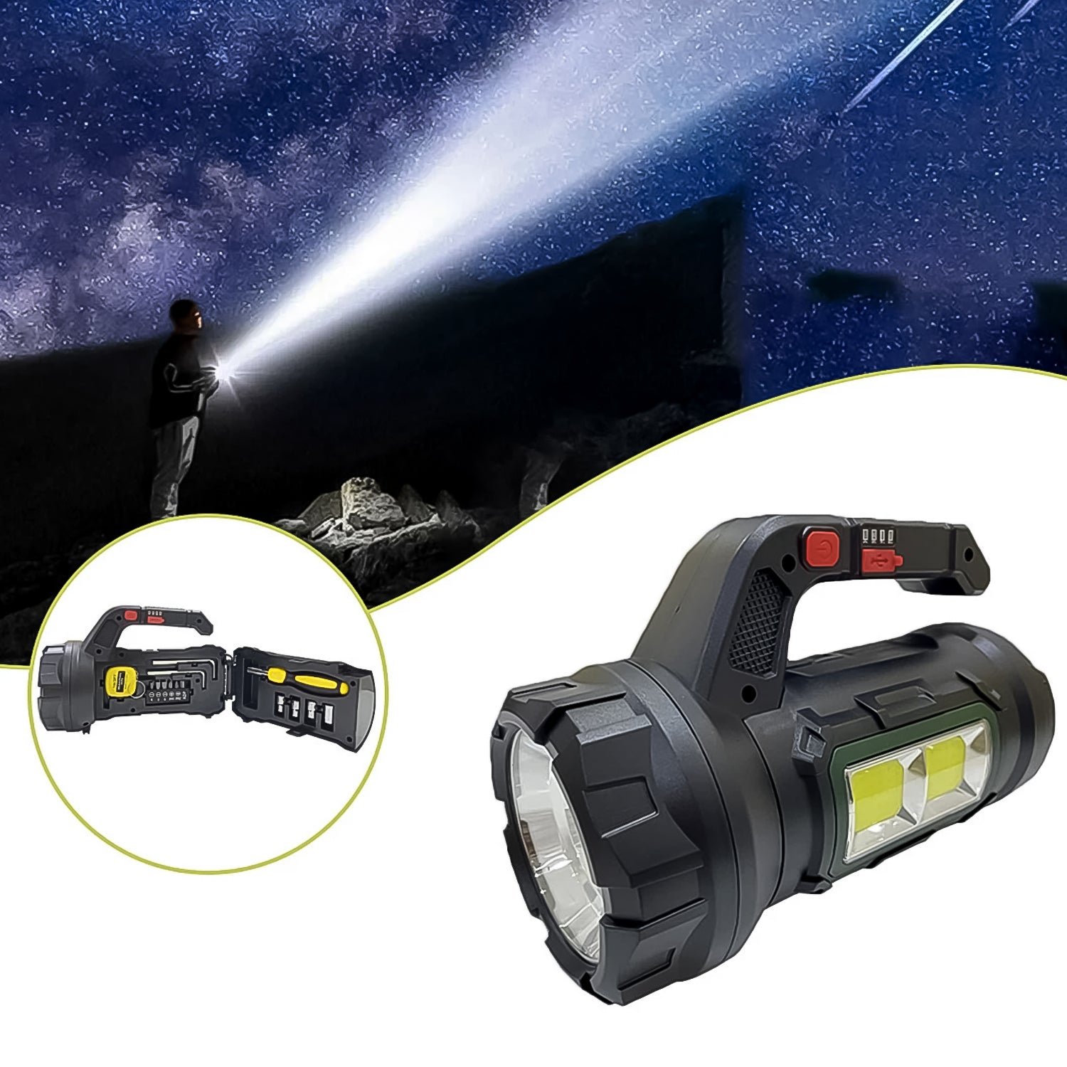 Multi Functional SOS Light With Tool Box, Torchlight (18 W)-Electronics-AniGuess-AniGuess