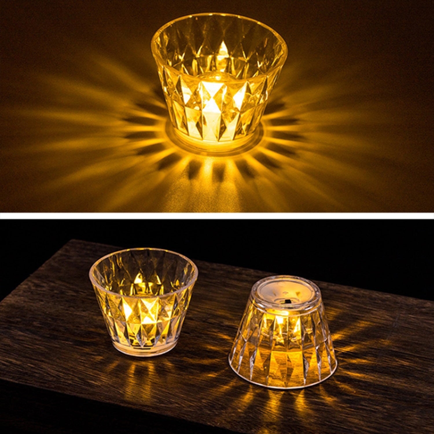 Cup Shape Crystal Table Lamp, Diwali (1 Pc)-Home Improvement-AniGuess-AniGuess