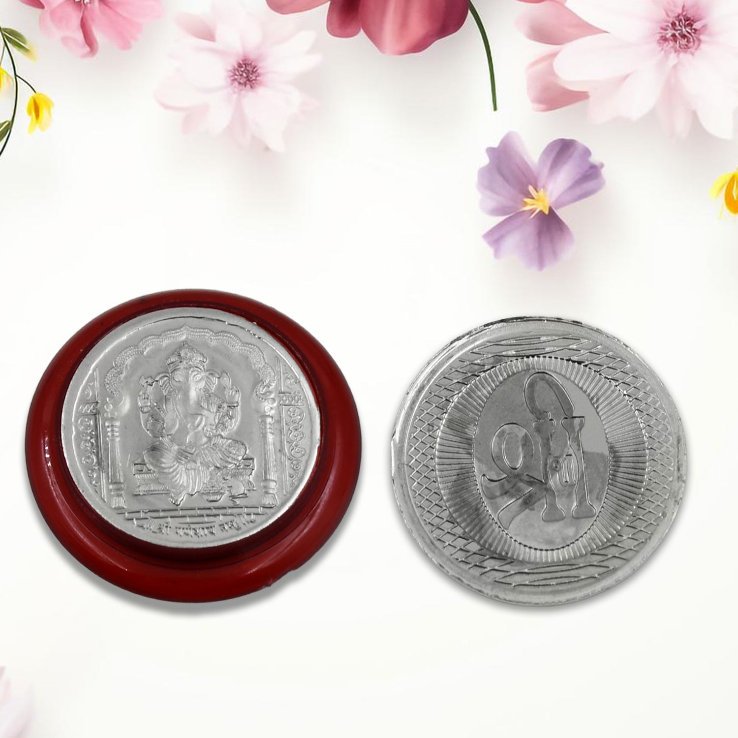 Ganesh Ji, Silver color Coin for Gift (1 Pc / Silver)-Gift Cards-AniGuess-AniGuess