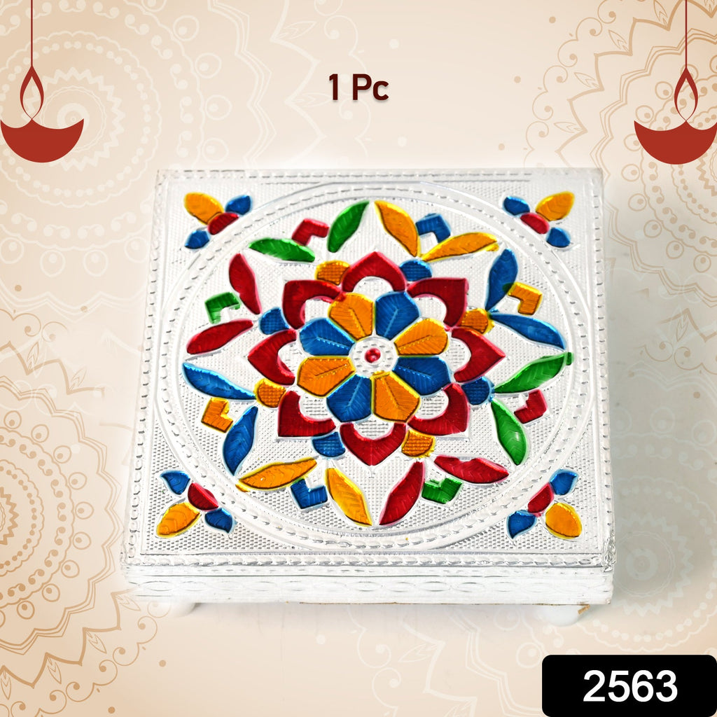 1 Pc Meenakari Wooden Chowki & Bajot Set: For Home & Office Puja (Multicolor)-Home Improvement-AniGuess-AniGuess