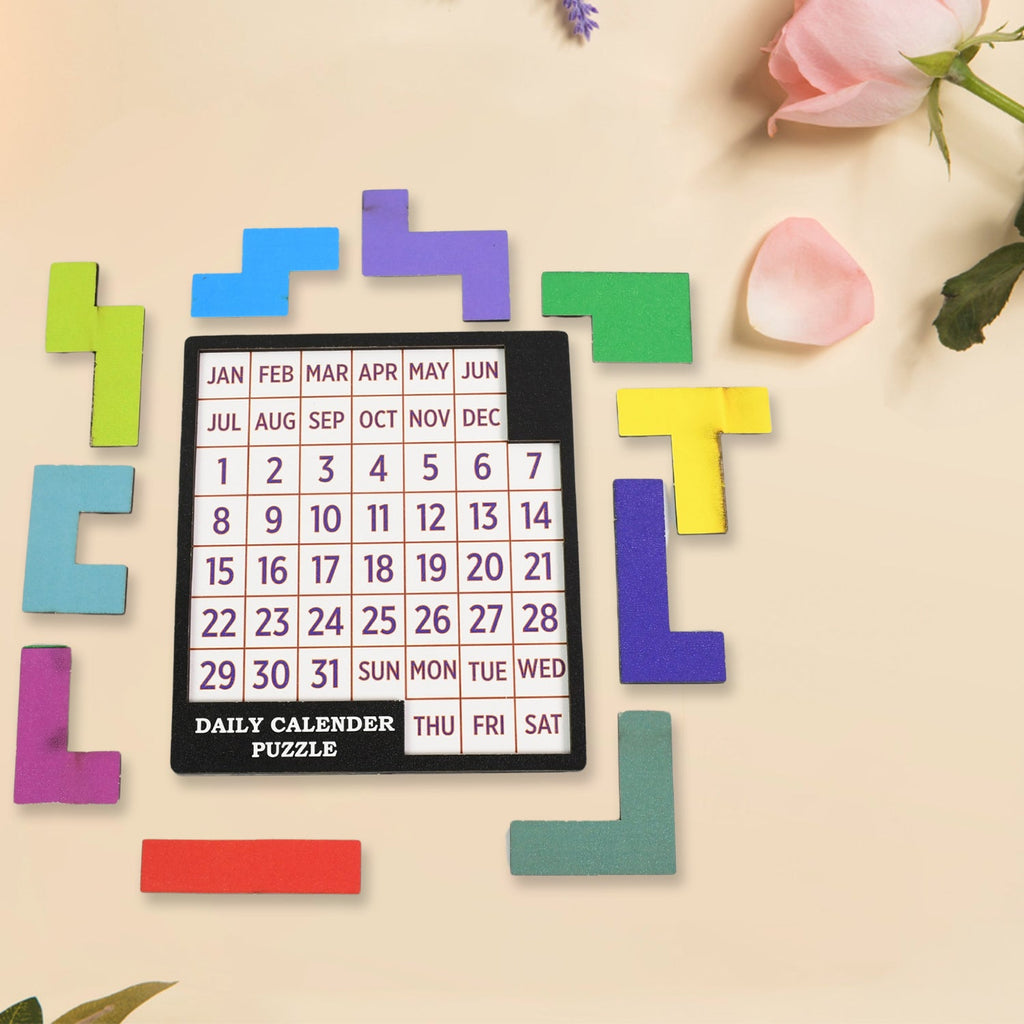 Wooden Daily Calendar Puzzle (Multicolor / 1 Set)-Toys & Games-AniGuess-AniGuess