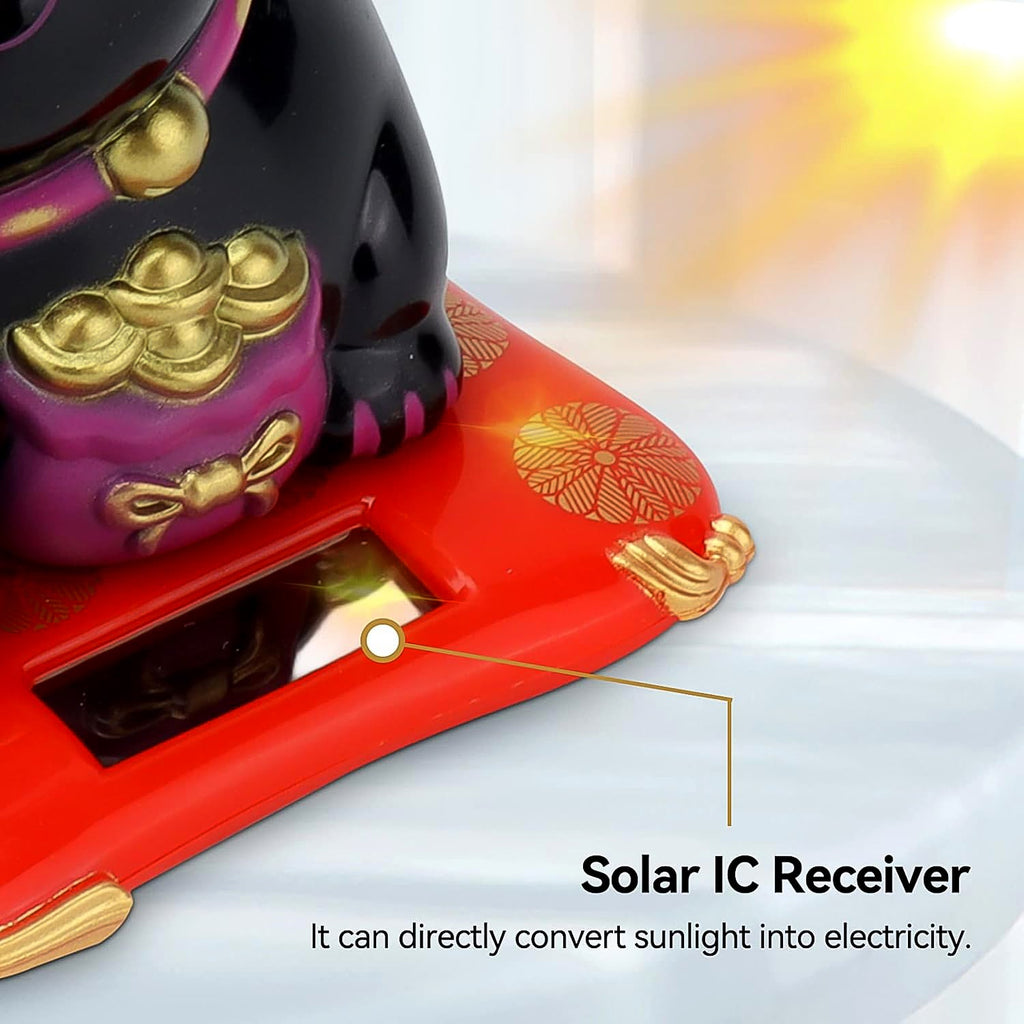 Solar Powered Happy Cat Beautiful with Arm Waves Wealth Cat (1 Pc / Mix Color)-Home Improvement-AniGuess-AniGuess