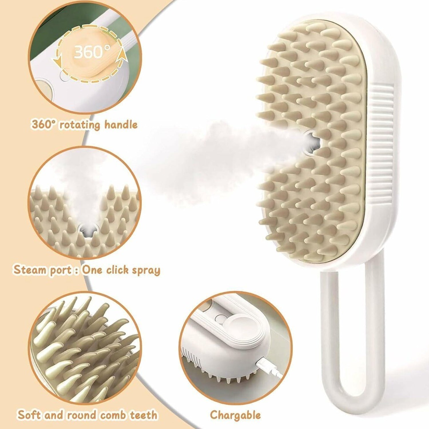Electric Spray Handle Massage Brush, Hair Removal Brush Steam (1 Pc)-Pet Supplies-AniGuess-AniGuess