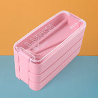Eco-Friendly 3-Layer Stackable Lunch Box Set with Cutlery