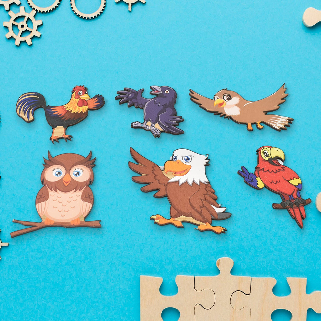 Wooden Bird Puzzle Learning Educational Board (1 Set / 28×20 Cm)-Toys & Games-AniGuess-AniGuess
