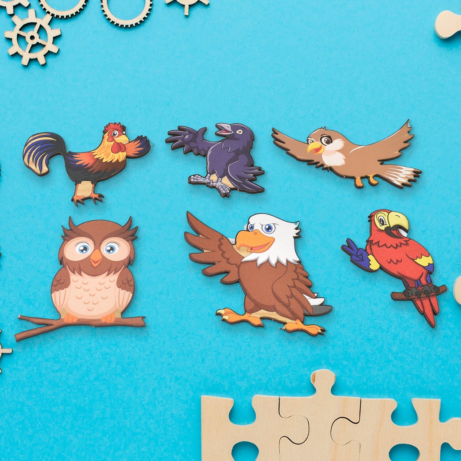 Wooden Bird Puzzle Learning Educational Board (1 Set / 28×20 Cm)-Toys & Games-AniGuess-AniGuess