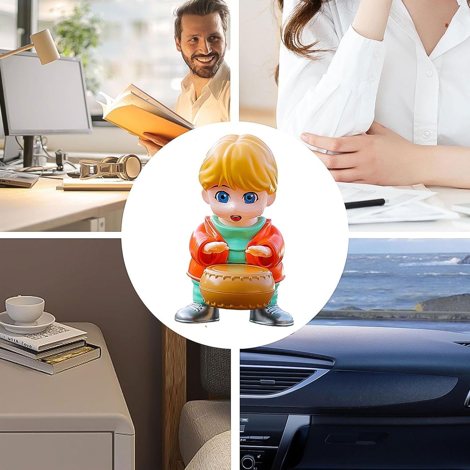 Creative Solar Drummer Car Aromatherapy, Solar Powered Car Air Freshener (1 Pc)-Car & Motorbike-AniGuess-AniGuess