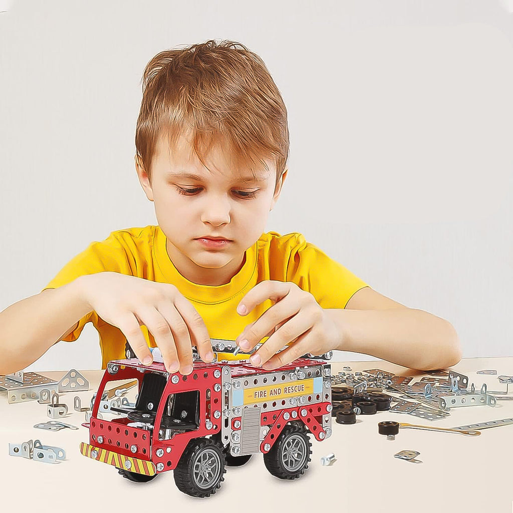 Metal DIY Fire Truck Building Blocks Kids (Fire Truck / 292pcs of truck tool / 1 Set)-Toys & Games-AniGuess-AniGuess