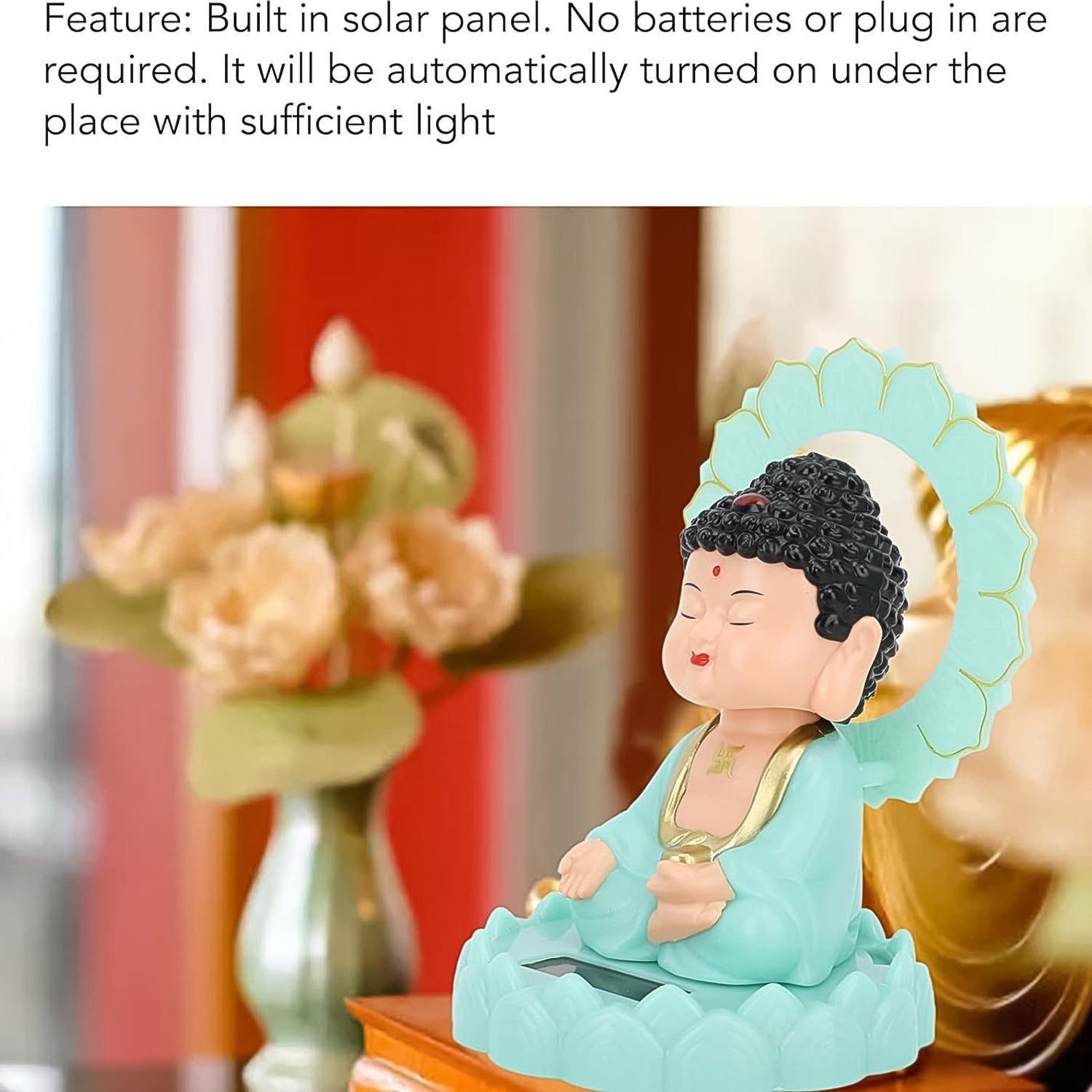 Plastic Solar Powered Moving Head Sitting Action Buddha Statue (1 Pc / Mix Color)-Home Improvement-AniGuess-AniGuess