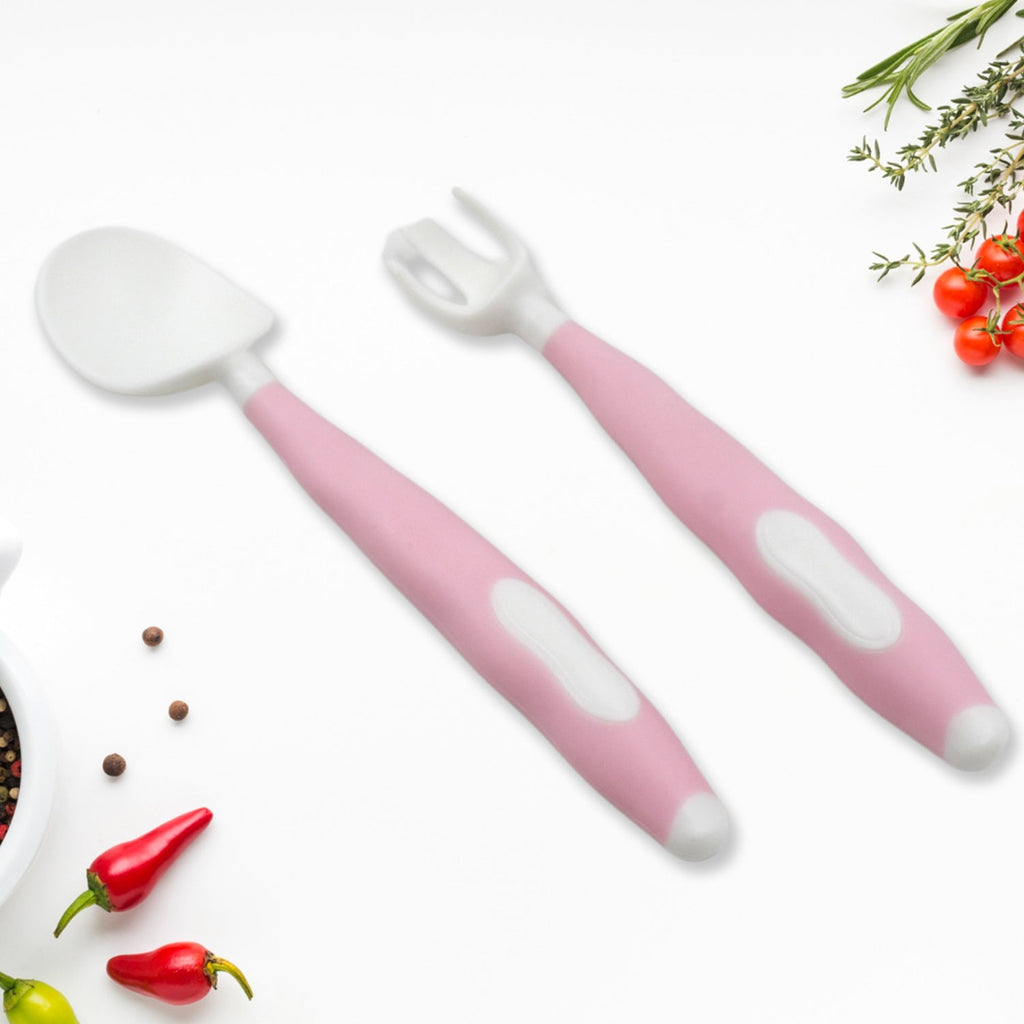 Silicone Bendable Kids Spoon & Fork Set – Toddler Self-Feeding Utensils (2 Pc Set)-Baby-AniGuess-AniGuess