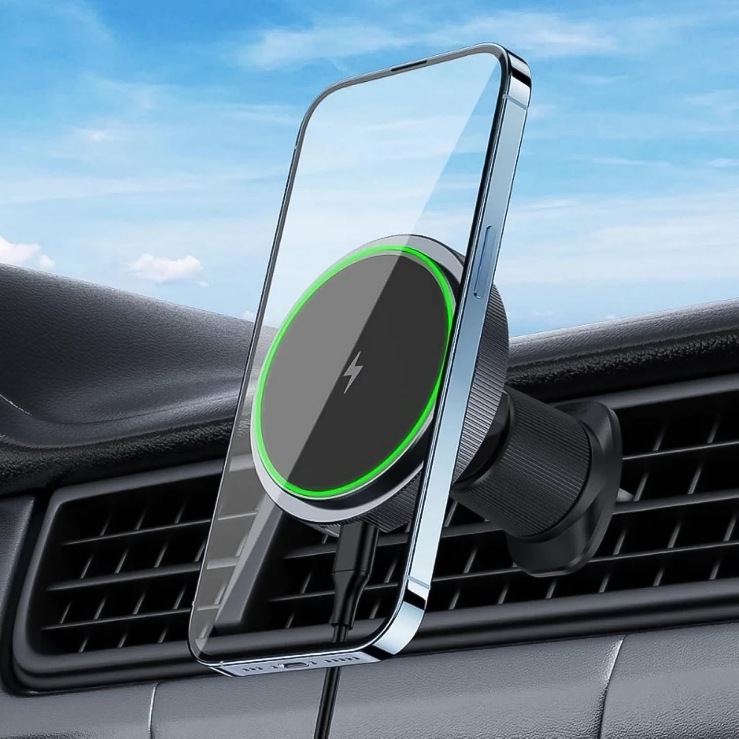 Magnetic Phone Mount Wireless Charger | Music Reactive Lights (1 Set)-Car & Motorbike-AniGuess-AniGuess