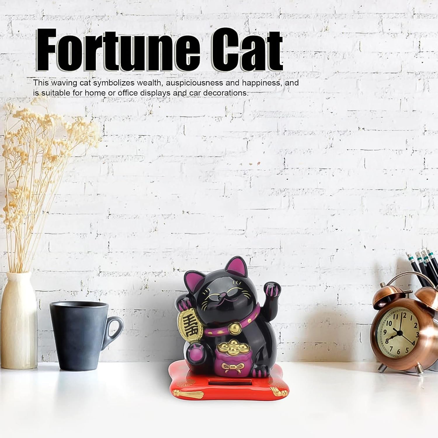Solar Powered Happy Cat Beautiful with Arm Waves Wealth Cat (1 Pc / Mix Color)-Home Improvement-AniGuess-AniGuess