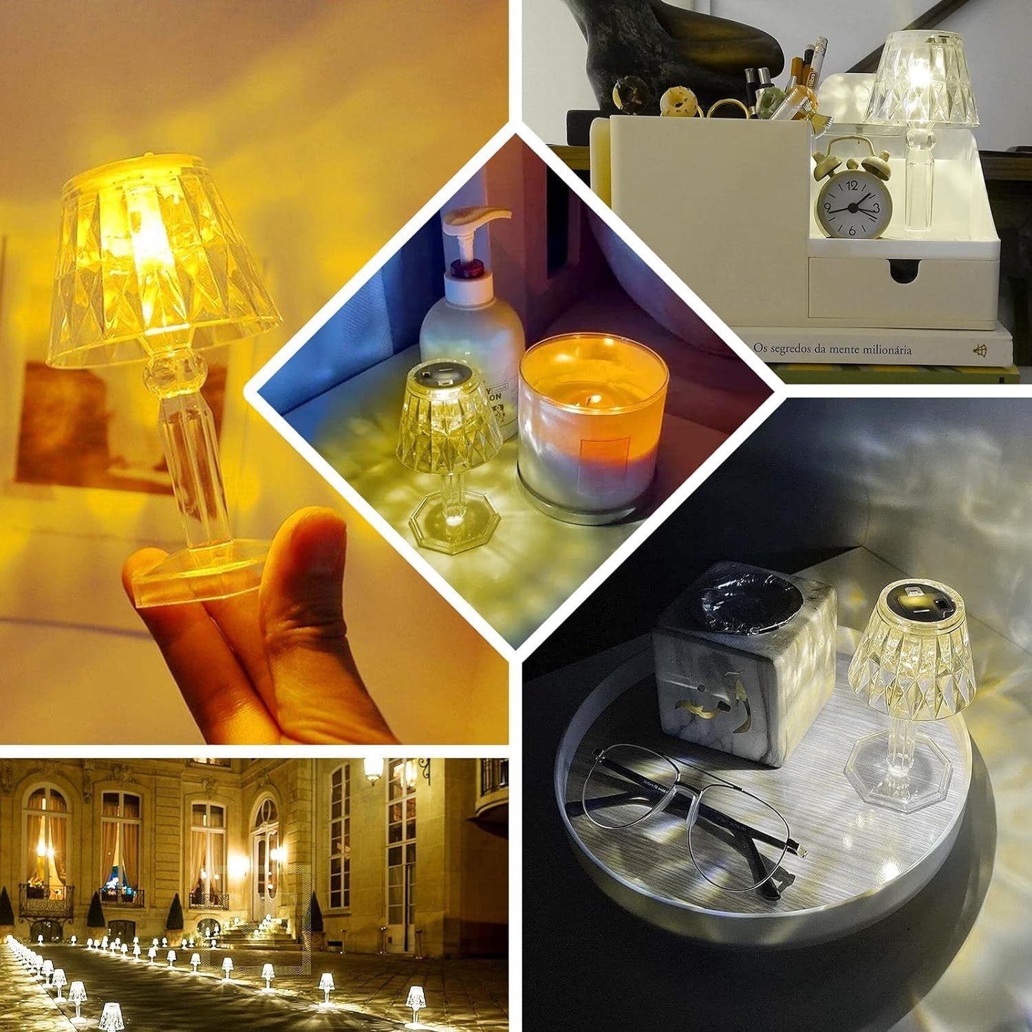 Mini Acrylic LED Desk Lamps Table Lamp Portable Crystal, Diwali (1 Pc / Small)-Home Improvement-AniGuess-AniGuess