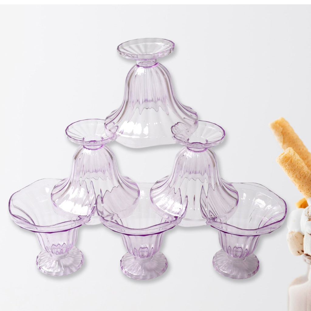 Crystal Plastic Ice-Cream Bowl Set – Serving Bowls (6 Pc)