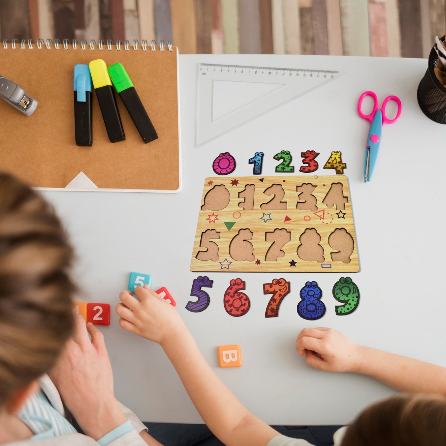 Wooden Number Puzzle Learning Educational Board (1 Set / 28×20 Cm)-Toys & Games-AniGuess-AniGuess